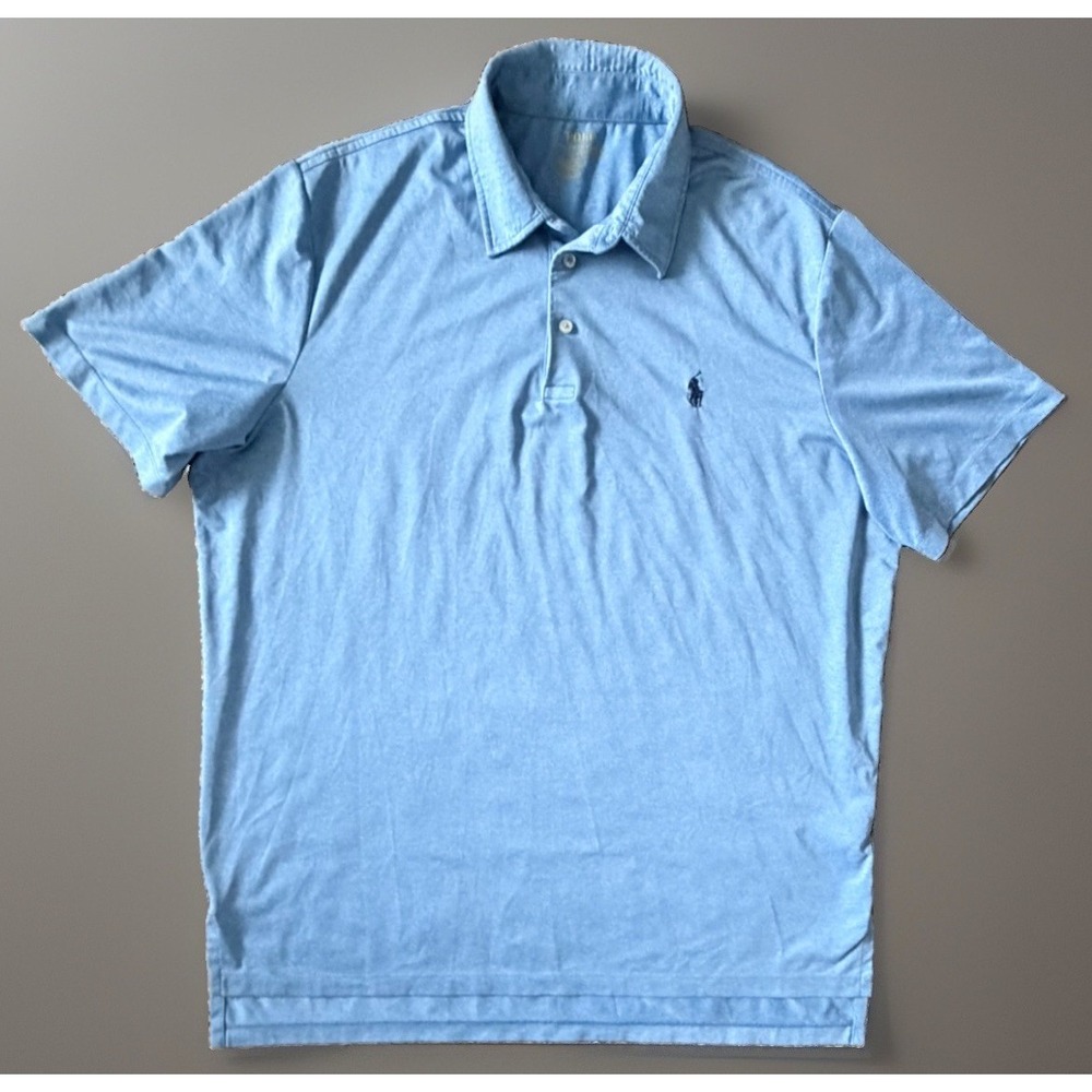 Polo Ralph Lauren Short Sleeve Polo Shirt Blue Embroidered Pony Logo Large JBHS